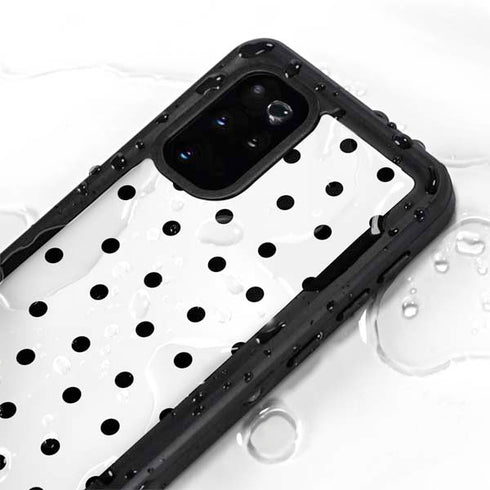 White and Black Polka Dots Galaxy S20 Plus Waterproof Case