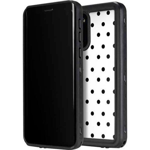 White and Black Polka Dots Galaxy S20 Waterproof Case