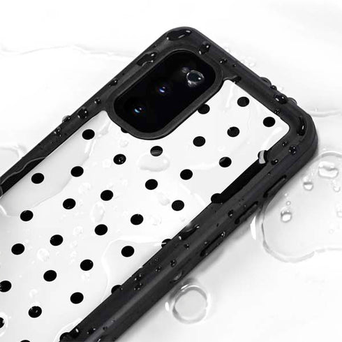 White and Black Polka Dots Galaxy S20 Waterproof Case