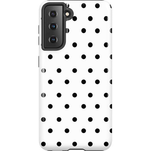White and Black Polka Dots Galaxy S21 5G Pro Case