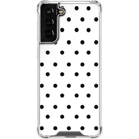 White and Black Polka Dots Galaxy S21 FE Clear Case