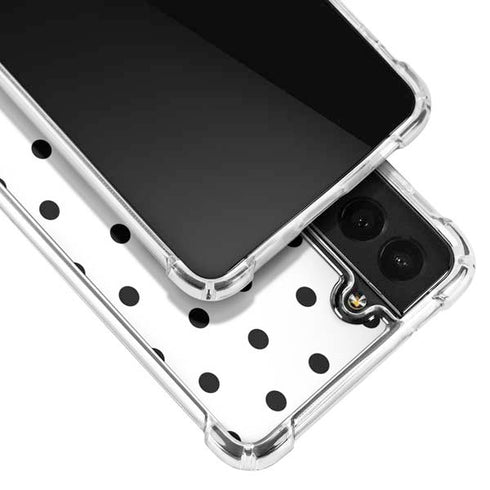 White and Black Polka Dots Galaxy S21 FE Clear Case