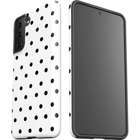 White and Black Polka Dots Galaxy S21 FE Pro Case