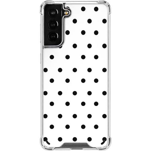 White and Black Polka Dots Galaxy S21 Plus 5G Clear Case