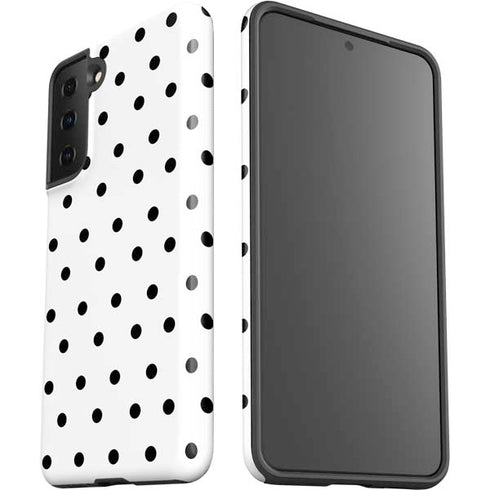 White and Black Polka Dots Galaxy S21 Plus 5G Pro Case