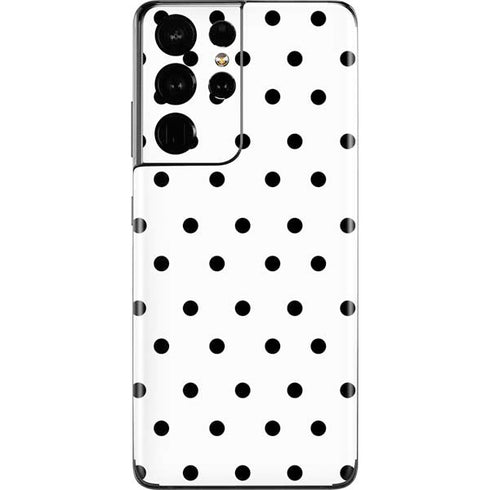 White and Black Polka Dots Galaxy S21 Ultra 5G Skin