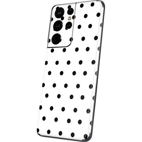 White and Black Polka Dots Galaxy S21 Ultra 5G Skin