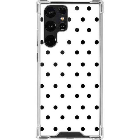 White and Black Polka Dots Galaxy S22 Ultra Clear Case