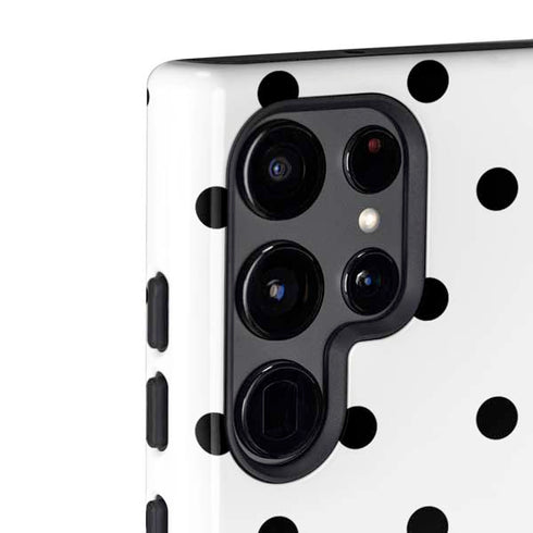 White and Black Polka Dots Galaxy S22 Ultra Pro Case