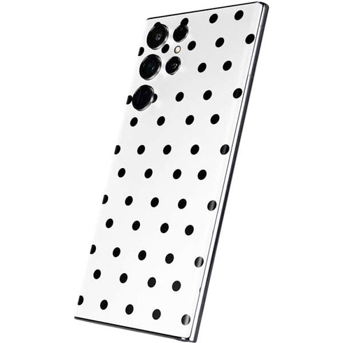 White and Black Polka Dots Galaxy S22 Ultra Skin