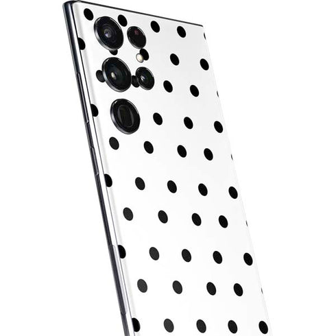White and Black Polka Dots Galaxy S22 Ultra Skin
