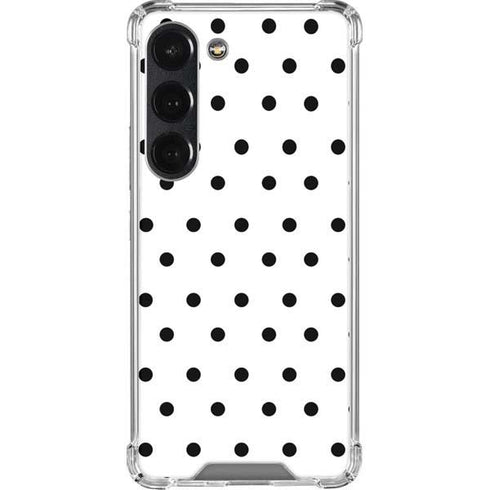 White and Black Polka Dots Galaxy S23 Clear Case