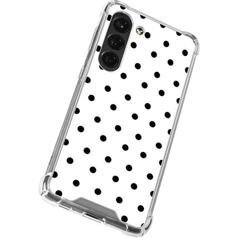 White and Black Polka Dots Galaxy S23 Clear Case