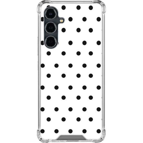 White and Black Polka Dots Galaxy S23 FE Clear Case
