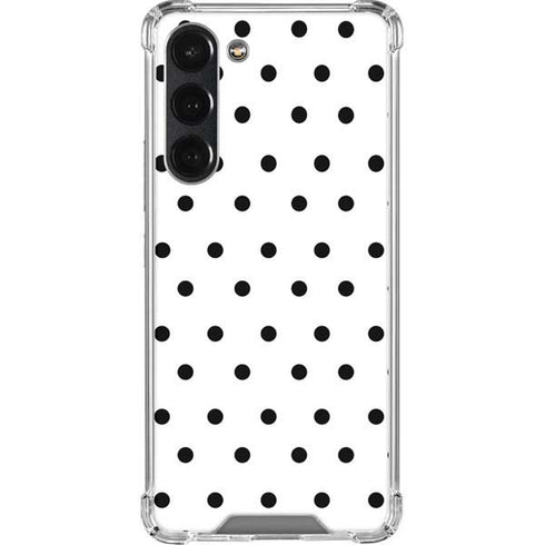 White and Black Polka Dots Galaxy S23 Plus Clear Case