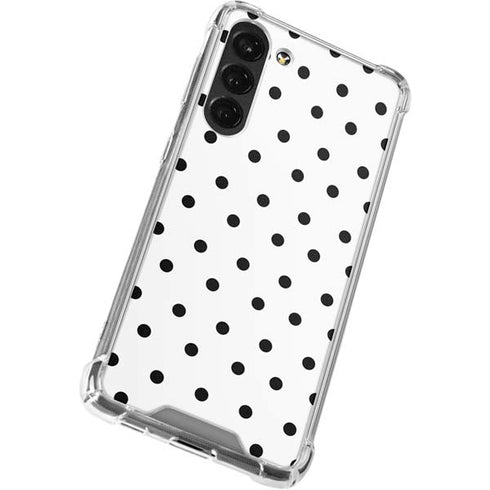 White and Black Polka Dots Galaxy S23 Plus Clear Case