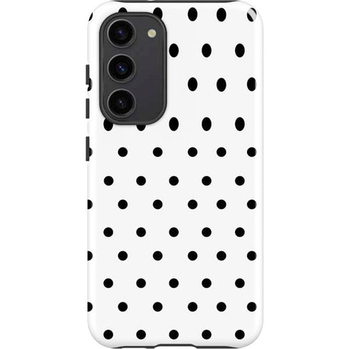 White and Black Polka Dots Galaxy S23 Plus Pro Case
