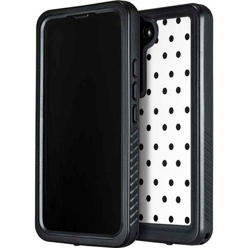 White and Black Polka Dots Galaxy S23 Plus Waterproof Case