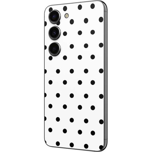 White and Black Polka Dots Galaxy S23 Skin