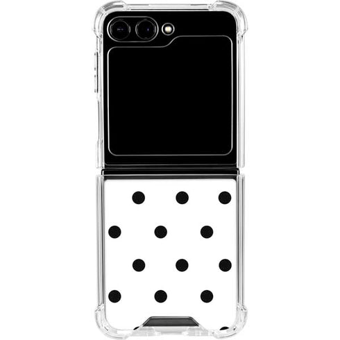 White and Black Polka Dots Galaxy Z Flip5 5G Clear Case