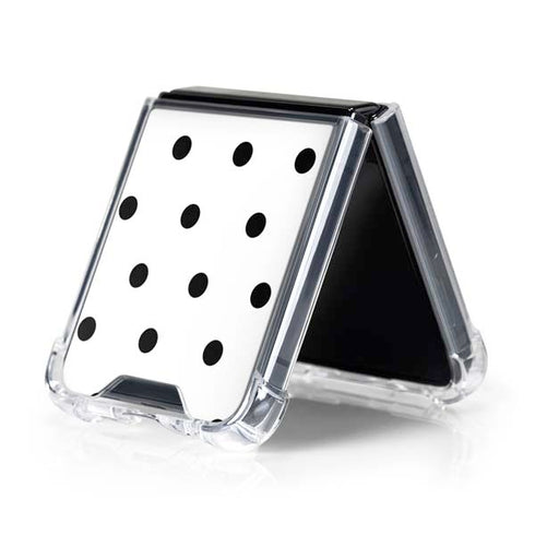 White and Black Polka Dots Galaxy Z Flip5 5G Clear Case