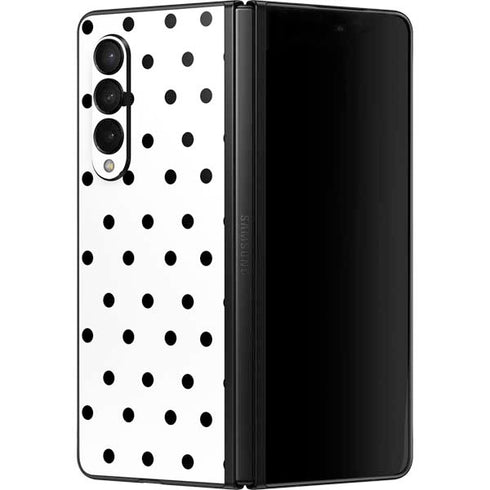 White and Black Polka Dots Galaxy Z Fold3 5G Skin