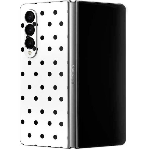 White and Black Polka Dots Galaxy Z Fold4 5G Skin