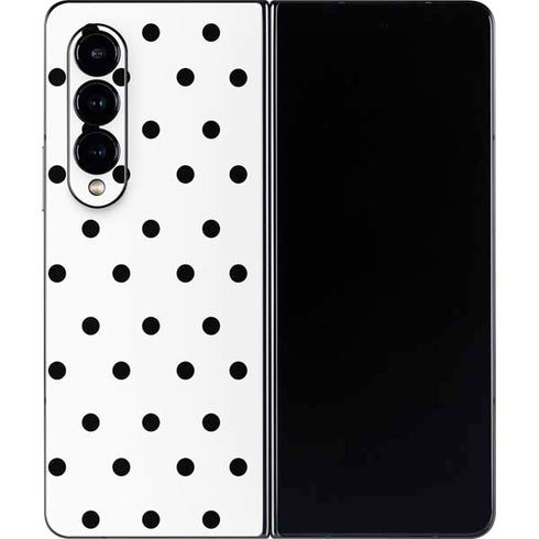 White and Black Polka Dots Galaxy Z Fold4 5G Skin