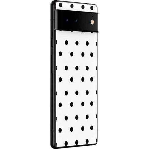 White and Black Polka Dots Google Pixel 6 Skin