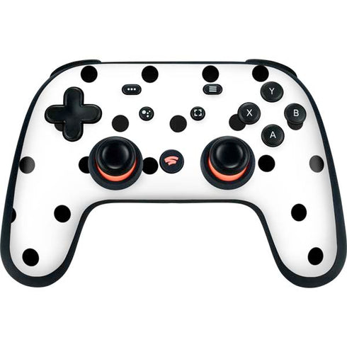 White and Black Polka Dots Google Stadia Controller Skin