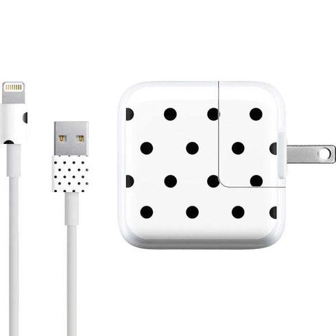 White and Black Polka Dots iPad Charger (10W USB) Skin
