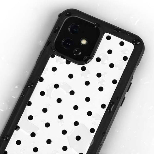 White and Black Polka Dots iPhone 12 Mini Waterproof Case