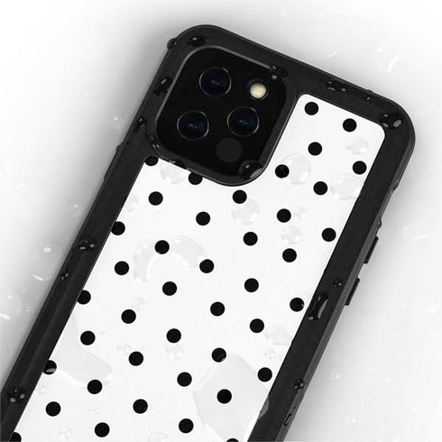 White and Black Polka Dots iPhone 12 Pro Waterproof Case
