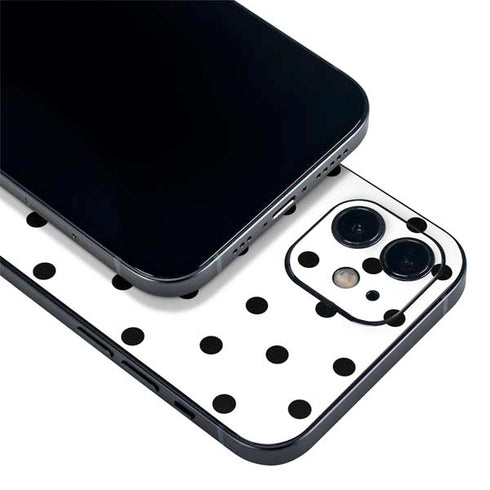 White and Black Polka Dots iPhone 12 Skin