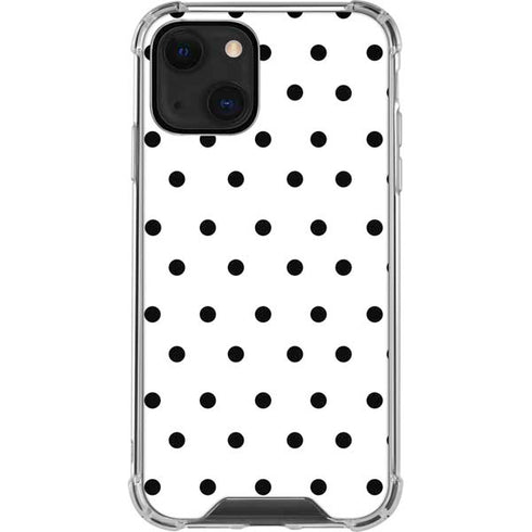 White and Black Polka Dots iPhone 13 Mini Clear Case