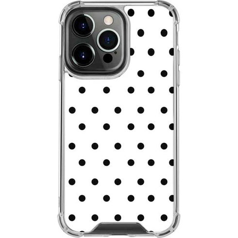 White and Black Polka Dots iPhone 15 Pro Clear Case
