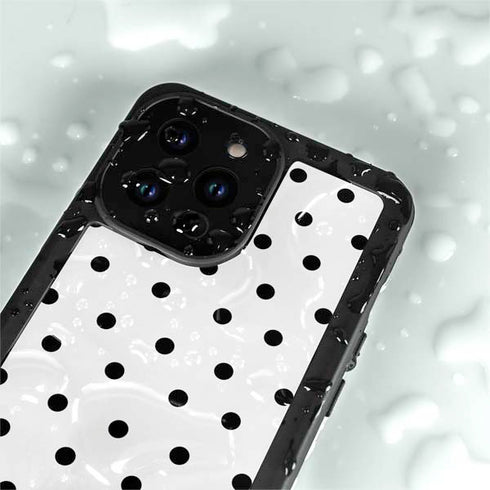 White and Black Polka Dots iPhone 14 Pro Max Waterproof Case