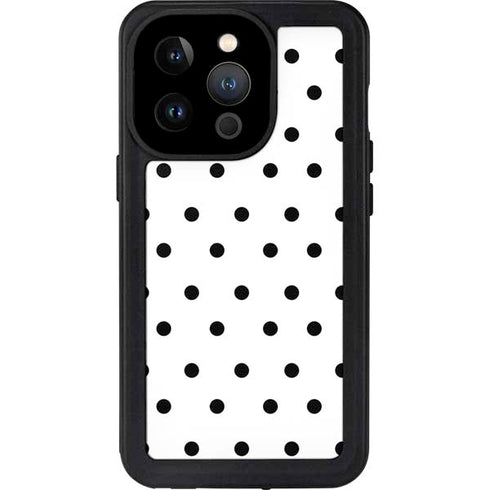 White and Black Polka Dots iPhone 14 Pro Waterproof Case