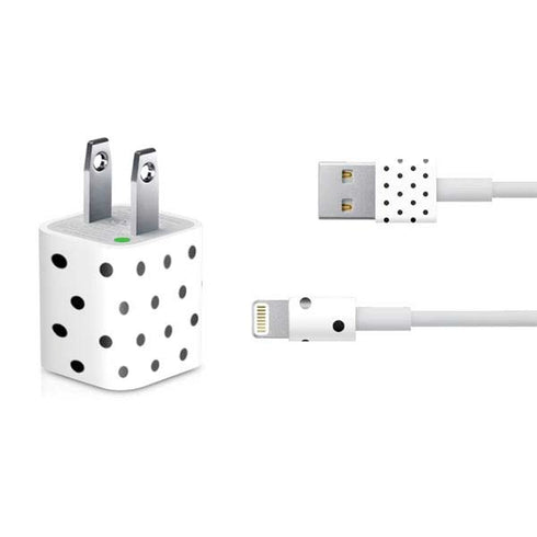 White and Black Polka Dots iPhone Charger (5W USB) Skin