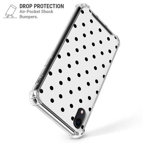 White and Black Polka Dots iPhone XR Clear Case