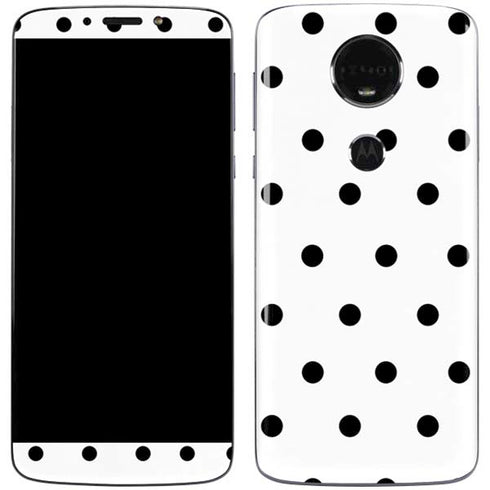 White and Black Polka Dots Moto E5 Plus Skin