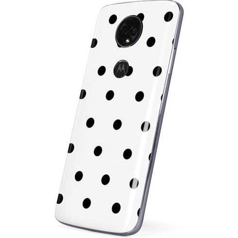 White and Black Polka Dots Moto E5 Plus Skin