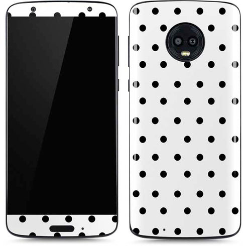 White and Black Polka Dots Moto G6 Skin
