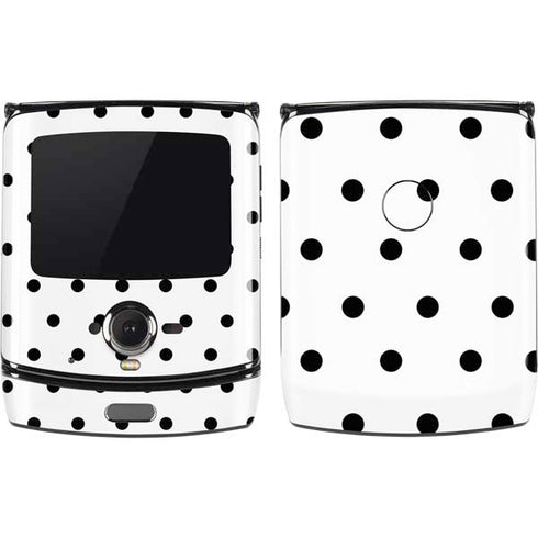 White and Black Polka Dots Motorola RAZR Skin