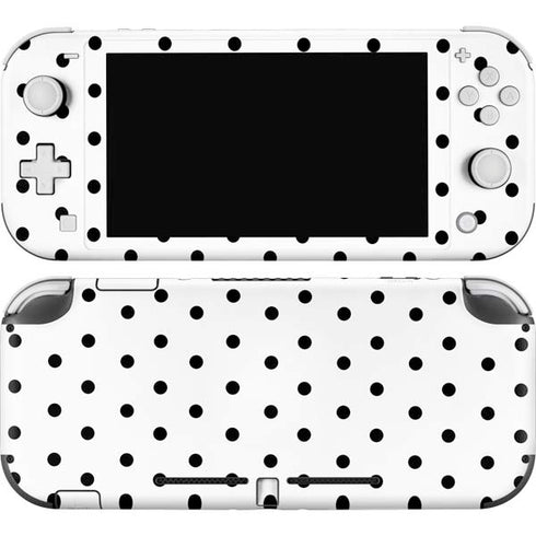 White and Black Polka Dots Nintendo Switch Lite Skin