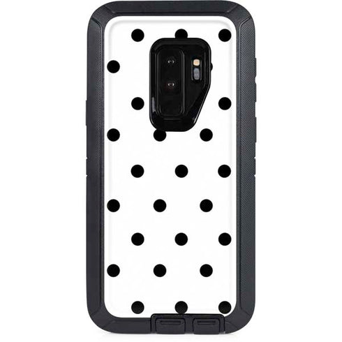 White and Black Polka Dots Otterbox Defender Galaxy Skin