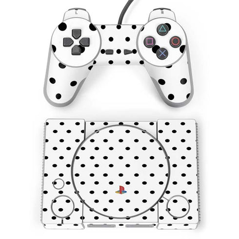 White and Black Polka Dots PlayStation Classic Bundle Skin