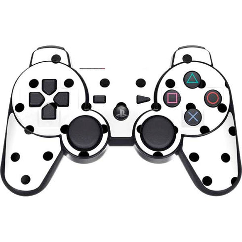 White and Black Polka Dots PS3 Dual Shock wireless controller Skin