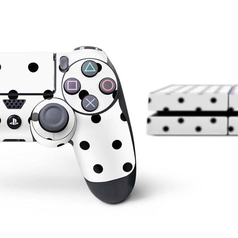 White and Black Polka Dots PS4 Console and Controller Bundle Skin
