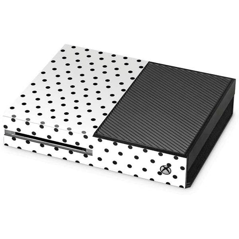 White and Black Polka Dots Xbox One Console Skin